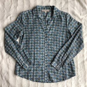 Loft Petite Floral Pattern Button Down Blouse